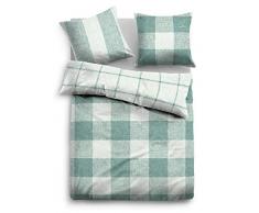 TOM TAILOR 0009886 Flanell Bettwäsche Garnitur mit Kopfkissenbezug (Baumwolle) 1x 200x200 cm + 2X 80x80 cm, minz