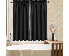 CAROMIO Küchen-Vorhang, gewebt, strukturiert, gewebt, für Café, Badezimmer, Fenster, Vorhänge und Größen Modern Tiers|45 L schwarz