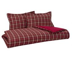 Flanell Wendebettwäsche 100% Baumwolle gebürstet auf beiden Seiten 1 Bettbezug 218,4 x 218,4 cm 2 kissenrollen 50,8 x 50,8 cm, rot kariert, Full/Queen
