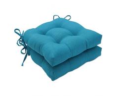 Pillow Perfect Outdoor | Indoor Rave Peacock Large Stuhlkissen (2er-Set) 17,5 x 16,5 x 4, blau