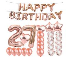 SFSL Partyzubehör zum 27. Geburtstag, Roségold, Zahl 27, Luftballons aus Mylarfolie, Latex-Luftballons, Dekoration zum 27. Geburtstag, tolles Geschenk für Mädchen, Damen, Herren, Foto-Requisiten