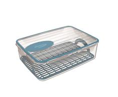 BIESSE CASA Frischhaltedosen für Kühlschrank und Mikrowelle, 4,5 l Fassungsvermögen, Kunststoff, Gummi, Gitter und Kühl-/Heizgel, Blau, Gr.