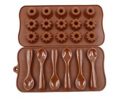 Qpower Black 2 Pcs Silikon Schokolade Dekorieren Backform Löffel Blumen Form Kuchen Form Fondant Gebäck Formen