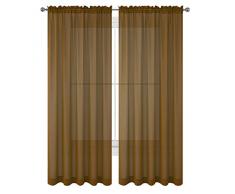 WPM World Products Vorhang/Schal/Behandlung, schönes, durchscheinendes Voile-Vorhänge für Schlafzimmer und Küche, komplett genäht und gesäumt 84 Inch Long kaffeebraun