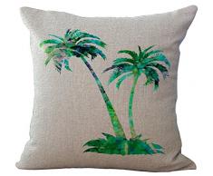 Coconut Palm Baum Kissenbezug, bedruckt Baumwolle Leinen Überwurf Kissen Fall Kissenbezug Form pillowslip Pullunder quadratisch Reißverschluss gemustert Kissenbezüge für Home Sofa Stuhl, Green Palm, Cover WITHOUT Pillow Insert