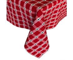 Lintex Tischdecke mit Weihnachtsbäumen, kariert, Baumwolle – Landhaus rot und immergrün, Baum gewebte Baumwolle, Plaid Urlaub, Tischdecken, Servietten, Platzsets und Tischläufer Traditionell 60 x 102 Oblong/Rectangle mehrfarbig
