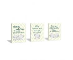 Sea Life Kunstdruck, lustige inspirierende Buchstaben-Malerei, Set von 3 Teilen, 30 x 40 cm, Leinwand, Aquarell, Seestern, Meerjungfrau, Seepferdchen, Bilder mit gerahmtem Rahmen, fertig zum Aufhängen für Kinderzimmer, Kinderzimmer Elefanten-Zitate