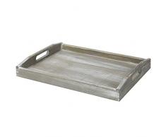 MyGift Serviertablett mit Griffen, rustikal, Grau