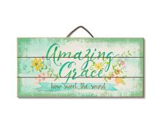 Highland Graphics Holz Amazing Grace, How sweet The Sound Inspirierende Zeichen für Tisch oder Wand Decor