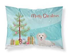 Carolines Treasures Kissenbezüge, klein, griechischer Hund, Kokoni #2, Weihnachtsbaum, Stoff, Standard-Kissenbezüge, Mehrfarbig