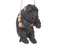 Design Toscano Hundefigur Pudel auf Sitzstange, 20,3 cm, Schwarz