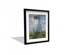 M Modern Memory Design Claude Monet Gerahmtes Wandbild – Frau mit Sonnenschirm – Home Decor Kunstdruck, Giclée-Kunstdruck, 35,6 x 45,7 cm, gerahmt, 28 x 35,6 cm
