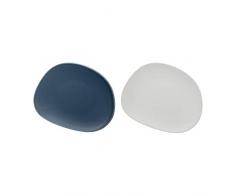 like by Villeroy & Boch Group - Organic Turq. White Frühstücksteller-Set, 2 tlg., 21 cm, Hartporzellan, spülmaschinen-, mikrowellenngeeignet, türkis/weiß