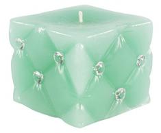 Magic Candle World Candles Geprägte quadratische Stumpenkerze mit Kristallen verziert. Exclusiv Deko.