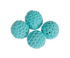 Rayher 14866404 Häkelperlen, türkis, 16 mm ø, Beutel 4 Stück, für versch. Baby-Accessoires wie Schnullerketten, Kinderwagenketten, Greifringe, etc.