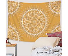 INNICON Fashion Hippie Wandbehang Wandteppich indische Mandala Bohemian Tapisserie Yoga Wand Teppiche Blume Psychedelic Wandbehang Dekoration für Wohnzimmer Schlafzimmer 51 X 59 in(130x150cm) Yellow Floral