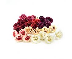 fake flowers heads Kunstblumen mit Seidenrosen, künstliche Blumen, Hochzeit, Heimtextilien, DIY Kranz, zum Basteln, künstliche Blumen, 30 Stück, 4 cm Mehrfarbig