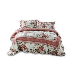 DaDa Bedding VE-JHW-546-Q Lavishly Bohemian Patchwork Gesteppte Tagesdecke Set Art Deco Queen Mehrfarbig