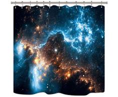 Riyidecor Galaxy Planet Duschvorhang Nebula Night Sternenhimmel Universum Space Fantasy Star Stoff Wasserdicht Home Badewanne Decor 12 Stück Kunststoff Haken 182,9 x 182,9 cm