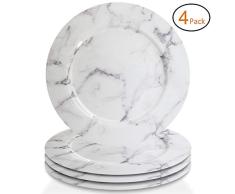 American Atelier 1270526-4 Platzteller, rund, Melamin, für gehobene Veranstaltungen, Dinnerpartys, Hochzeiten, Catering, 33 cm, Weiß/Grau, 4 Stück