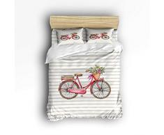 EZON-CH 4-teiliges Bettwäsche-Set – hellblau vertikale Streifen Bettbezug Set, Ultra-weich und pflegeleicht, Bettdecken-Set mit dekorativen Kissenbezügen für Kinder und Erwachsene. Full Bicycle3