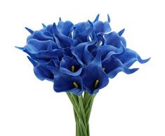 Nubry 30 künstliche Calla-Lilien, künstliche Calla-Lilien, für Brautschmuck, Hochzeit, Blumenstrauß Arrangements, Tischdekoration königsblau