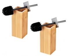 ToiletTree Products Deluxe Toilettenbürste mit Edelstahlgriff und Halterung aus 100% Bambusholz 2 Pack