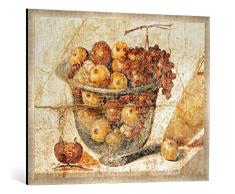 Gerahmtes Bild von AKG Anonymous Stilleben mit Glasschale/röm.Wandmal, Kunstdruck im hochwertigen handgefertigten Bilder-Rahmen, 100x70 cm, Silber Raya