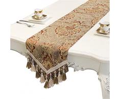 Bettery Home Moderner Luxus Tischläufer Jacquard Blumenmuster Kommode Schal Multiassel 33 x 178 cm Blau, Chenille, braun, 13 x 70