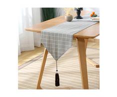Adisaer Tischläufer aus Baumwolle/Leinen Grau Modern Tischläufer kariert mit Quaste Home Dining Küche Dekoration Kommode Schal 13x94 IN grau