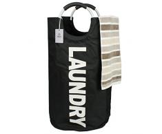 Homiak Großer Wäschekorb mit Griffen aus Legierung für College, Faltbarer Wäschesammler, Wäschesack, Faltbare Wäschesammler, Schwarz, XL