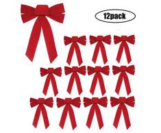 Yi-gog Weihnachtsschleife, Samt, 30 x 24 cm, ideal für Weihnachtsgirlande, große Geschenke, Partys und mehr, Weihnachtsdekoration, 12 Stück