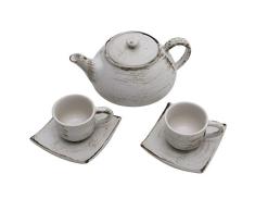 NOVICA 348465 Bali Vintage Keramik Teeservice weiß