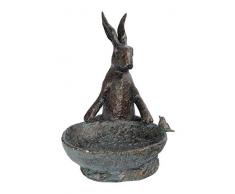 Creative Co-op Decorative Resin Rabbit Bird Bath Dekorative Vogeltränke, Kunstharz, grün