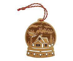 Imprints Plus Schneekugel aus Erlenholz, lasergeschnitten, handbemalt und lackiert Snow Globe Santa