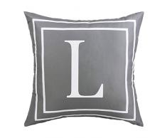 BLEUM CADE Kissenbezug, Grau mit englischem Alphabet, Überwurf, Kissenbezug, modern, quadratisch, Dekoration für Sofa, Bett, Stuhl, Auto 18 x 18 Gray L