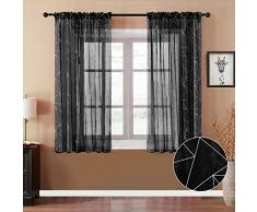 YOKISTG Vorhänge aus Leinen, mit Tasche Bedruckt, geometrische Muster, für Schlafzimmer, Wohnzimmer, Fenster, 2 Paneele 54 x 45 schwarz
