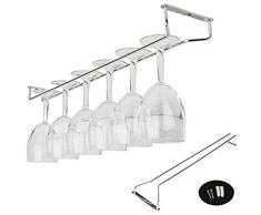 fangfang Edelstahl Wein Glas Aufhänger Rack, Wand montiert Weinregal, unter Schrank Stielglas Rack, Edelstahl, silberfarben, 33 cm