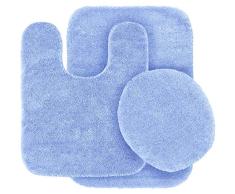 Elegant Home Goods Badezimmerteppich-Set, Badematte, Konturmatte, Deckelbezug, rutschfest, Gummi-Rückseite, einfarbig, Farbe Nr. 6 hellblau