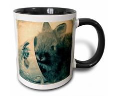 3dRose Lionhead Häschen und Wasserglas Digital Art von angelandspot-Two Ton, schwarz-weiß-Becher aus Keramik, Mehrfarbig, 10.16 cm x 7,62 x-Uhr