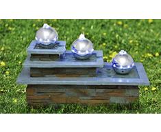 Sukima Decor Zimmerbrunnen mit LED Skala, Harz, Stein, 64 cm