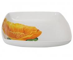 H+H Holly Suppenteller eckig, Keramik, Blumendekor, 20 x 20 x 2 cm