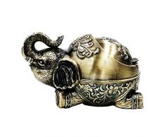 Honoro Vintage Winddichter Aschenbecher mit Deckel, einzigartiger Metall-Elefanten-Aschenbecher für Zigaretten, dekorativer Aschenbecher für Zuhause, Büro Bronze