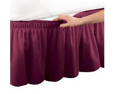 Collections Etc Elastic Bett und Rüschen um massiv, Easy Fit, Staub Rüsche Bettvolant, maschinenwaschbar, Polyester-Mischgewebe, burgunderfarben, Queen/King
