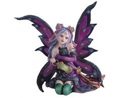 StealStreet ss-g-91408 lila Fee kniend mit Schwarz Dekofigur Sammlerstück Katze Dekoration