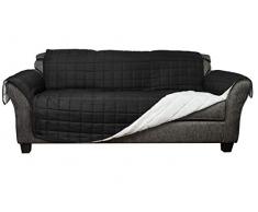 Quick Fit Jeremy Eremiah Sherpa Sofabezug, wendbar, wasserdicht, Mikrofaser, Schwarz, 110 x70.5