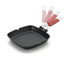 Lagostina Linea Rossa Grillpfanne quadratisch – Pfannen (quadratisch, Grillpfanne, schwarz, Titan, Keramik, Gas, Induktion,-Versiegelung, 280 mm)