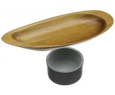 Sparq Akazie Chip/Dip Servierplatte (Ellipse) W/Speckstein Auflaufförmchen Schüssel, Mehrfarbig, 2-teilig