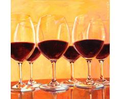 Buyartforless Leinwandbild, Motiv Vanille Mingle Rotweingläser von Penelope Moore, 45,7 x 45,7 cm, Gelb