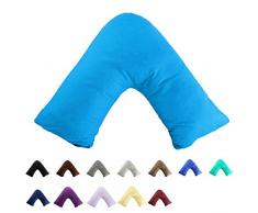 TAOSON 100% Baumwolle Fadenzahl 300 Weiß Chevron Zig Zag Voller Länge Reißverschluss Körper Kissen Fall Nur Cover Kein Einsatz 53,3 x 137,2 cm V Shaped Pillowcase V-Aqua Blue